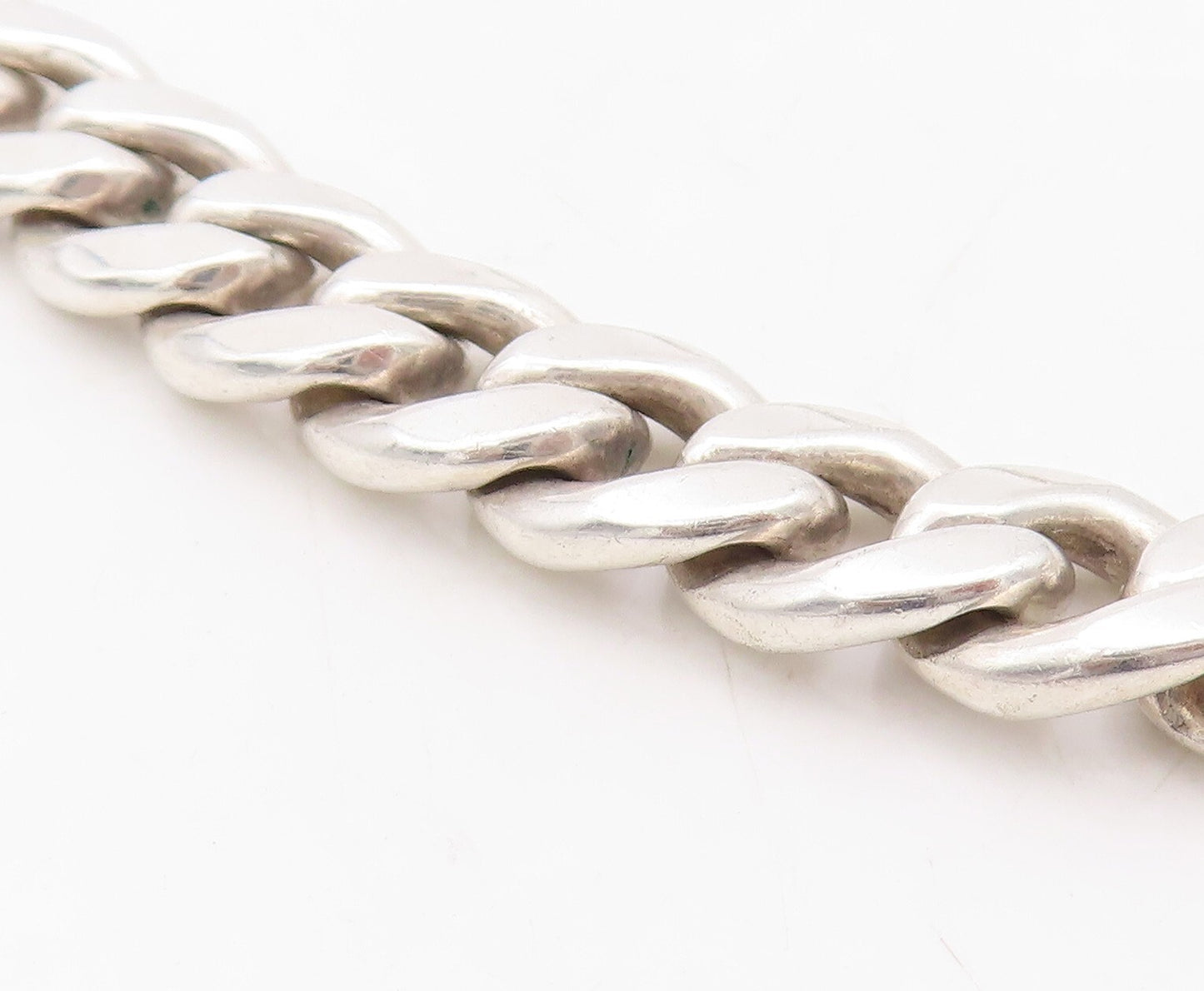 925 Sterling Silver Vintage Necklace Heavy Curb Link Triangle Cut CZ  NE4382
