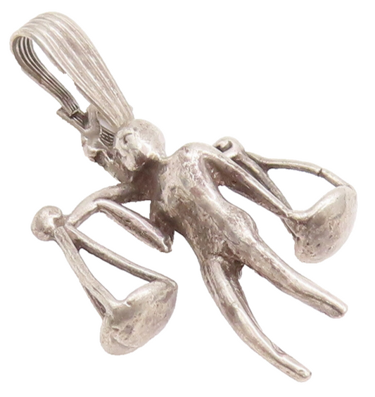 925 Sterling Silver Vintage Pendant Young Man Carrying Weighing Scale  PT22764