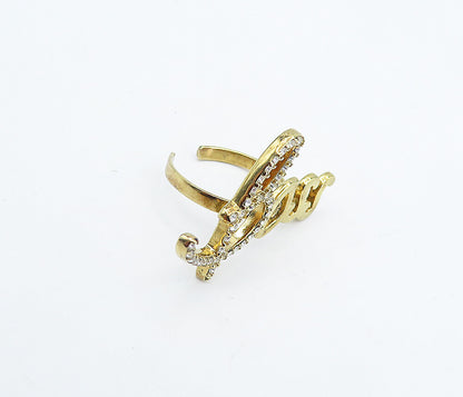 925 Sterling Silver  Topaz Shiny Gold Plated Boss Band Ring Sz 6  RG4982