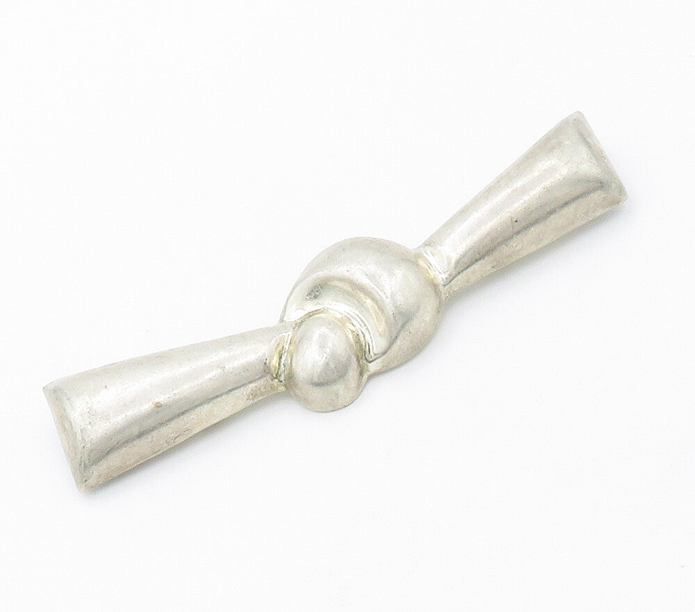 925 Sterling Silver  Vintage Knotted Ribbon Bow Smooth Brooch Pin  BP5957