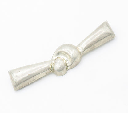 925 Sterling Silver  Vintage Knotted Ribbon Bow Smooth Brooch Pin  BP5957