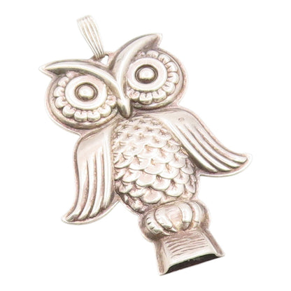 925 Sterling Silver Vintage Pendant REED & BARTON Classic Owl Whistle  PT26296