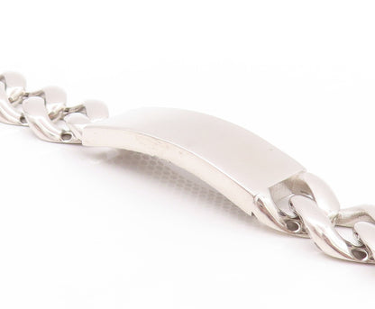 925 Sterling Silver Vintage Bracelet Rectangle Curb Linked Chain CZ Lock BT11260