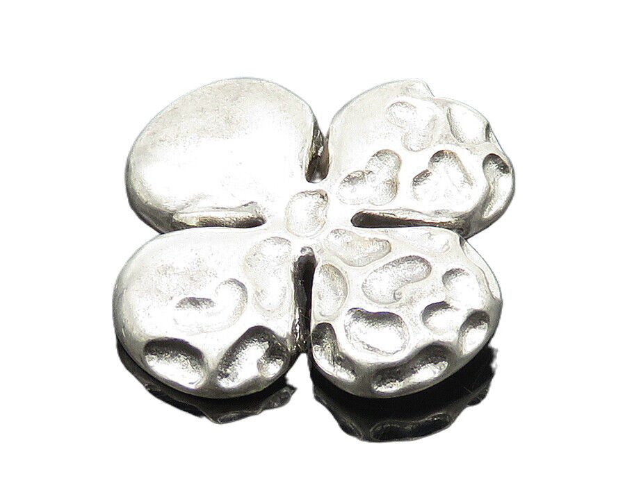 925 Sterling Silver  Vintage Shiny Patterned Flower Motif Pendant  PT15238