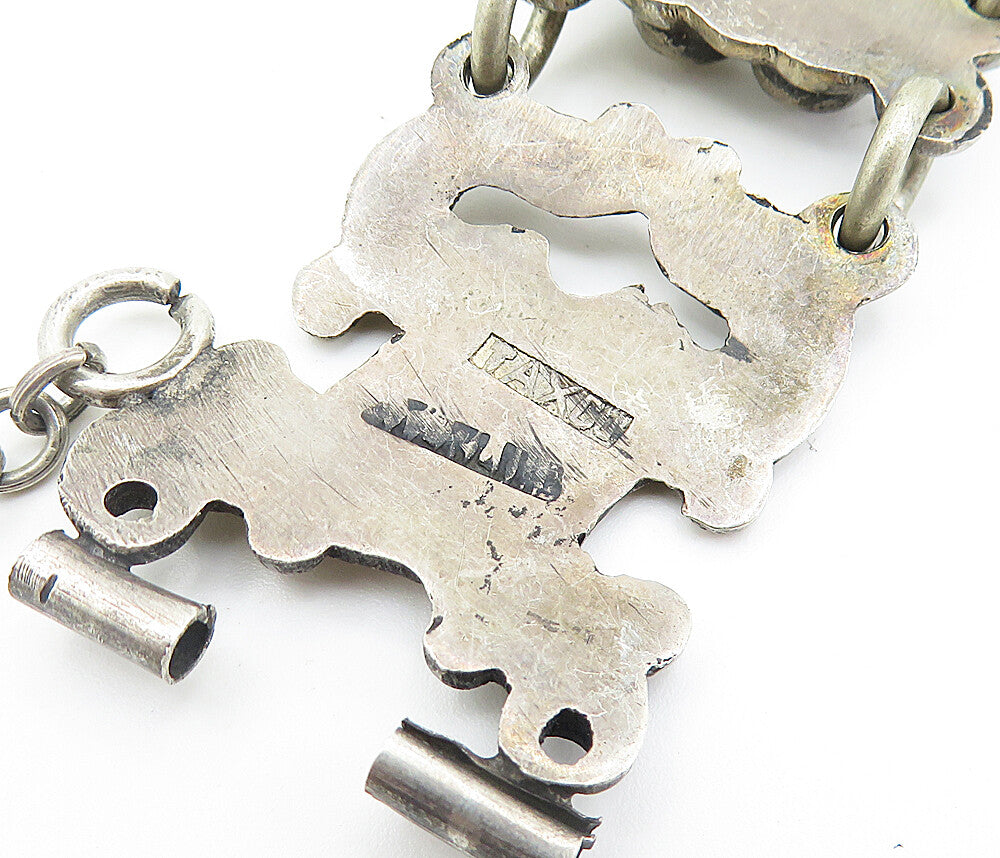 TAXCO MEXICO 925 Silver  Vintage Antique Rustic Swirl Chain Bracelet  BT2931