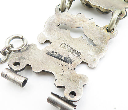 TAXCO MEXICO 925 Silver  Vintage Antique Rustic Swirl Chain Bracelet  BT2931