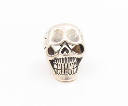 925 Sterling Silver Vintage Ring Carved Large Gothic Skull Band  Sz 8.5  RG35898
