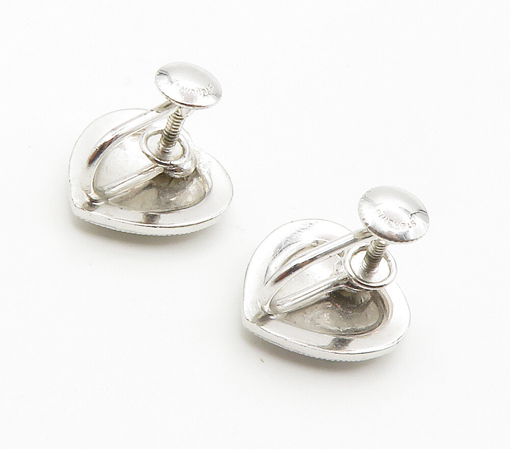 925 Sterling Silver  Sparkling Love Heart Non Pierce Drop Earrings  EG7492