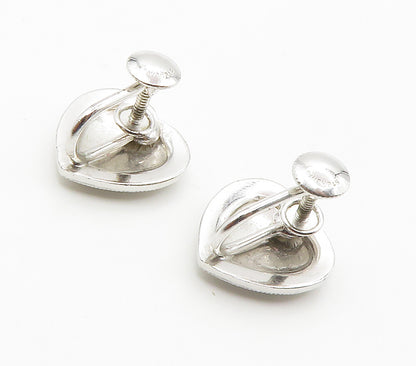 925 Sterling Silver  Sparkling Love Heart Non Pierce Drop Earrings  EG7492
