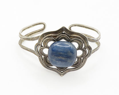 BARSE 925 Sterling Silver  Vintage Kyanite Floral Motif Cuff Bracelet  BT5733