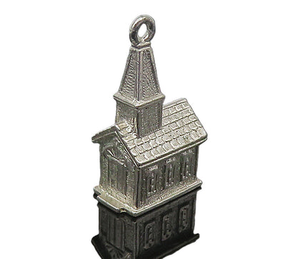 WELLS 925 Sterling Silver  Vintage Petite Shiny Church House Pendant  PT8670