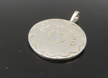 925 Sterling Silver  Vintage Grandma Love Heart Round Pendant  PT18591