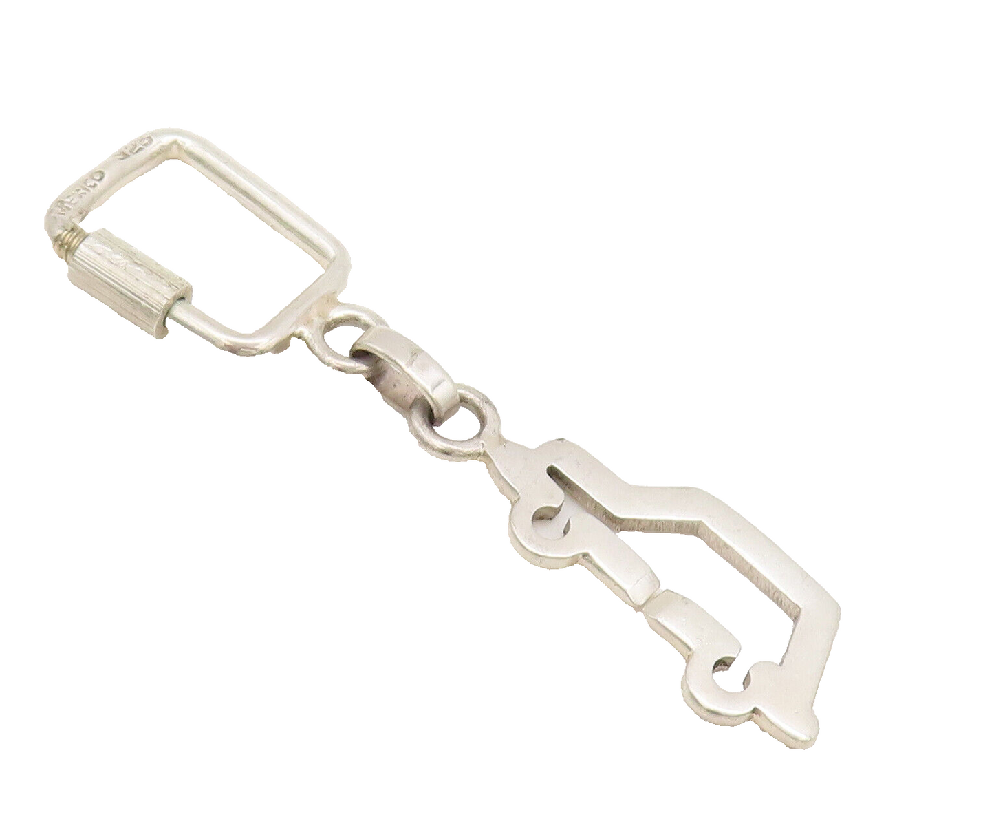 925 Sterling Silver Vintage Key Chain MEXICO Sloid Border Cutout Car TR3684