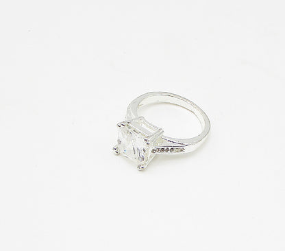 925 Sterling Silver  Faceted White Cubic Zirconia Band Ring Sz 5  RG3130