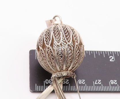 925 Sterling Silver  Vintage Wire Spiral Sphere Dangle Pendant  PT20293
