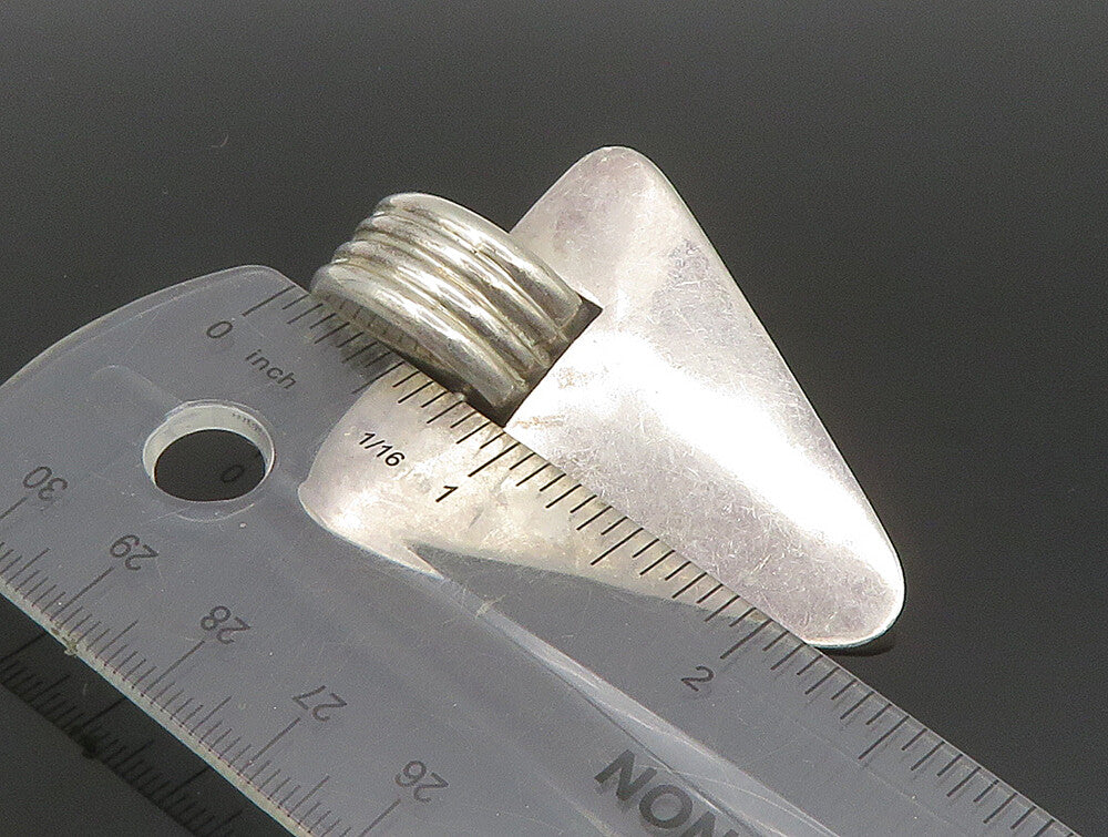 MEXICO 925 Silver  Vintage Heavy Triangle Fluted Non Pierced Earrings  EG11669