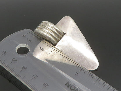 MEXICO 925 Silver  Vintage Heavy Triangle Fluted Non Pierced Earrings  EG11669