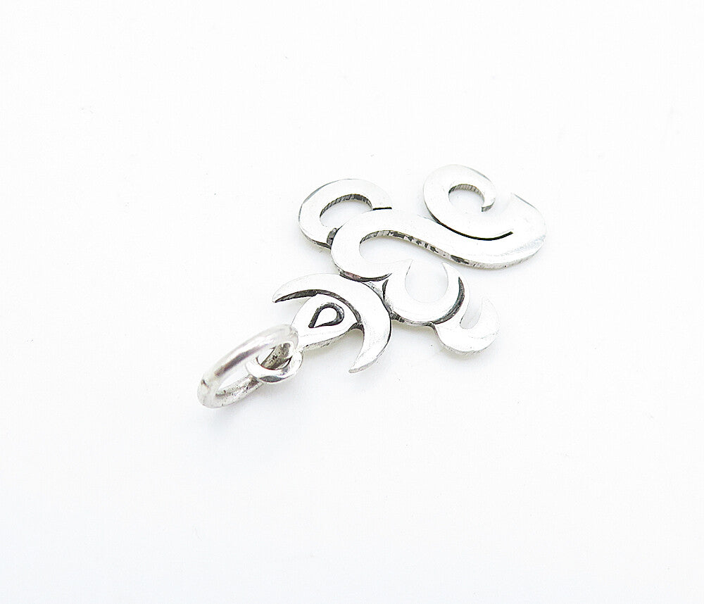925 Sterling Silver  Petite Shiny Om Spiritual Symbol Drop Pendant  PT5709