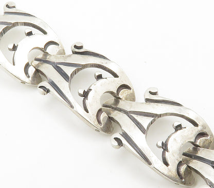 J. SOTELO 925 Sterling Silver  Vintage Chiseled Hinge Chain Bracelet  BT5855