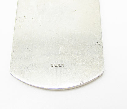 925 Sterling Silver  Shiny Smooth Tag Drop Pendant  PT2147