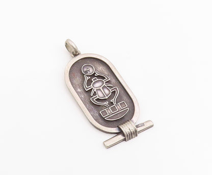 925 Sterling Silver Vintage Pendant MIDDLE EAST Carved Egyptian Scarab  PT25947