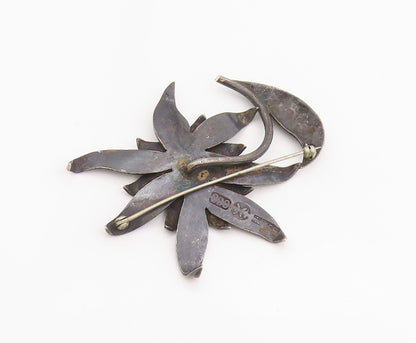925 Sterling Silver Vintage Brooch HECTOR AGUILAR TAXCO Antique Floral  BP11961