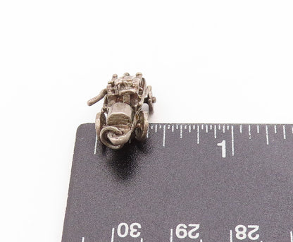925 Sterling Silver Vintage Pendant Dark Tone Retro Steamroller MOVES  PT25022