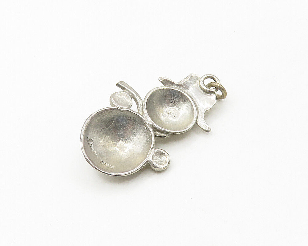 925 Sterling Silver  Vintage Shiny Winter Snowman Motif Pendant  PT14423