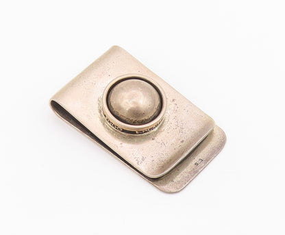925 Sterling Silver Vintage Money Clip Designer Dark Tone Ball Carved  TR3870