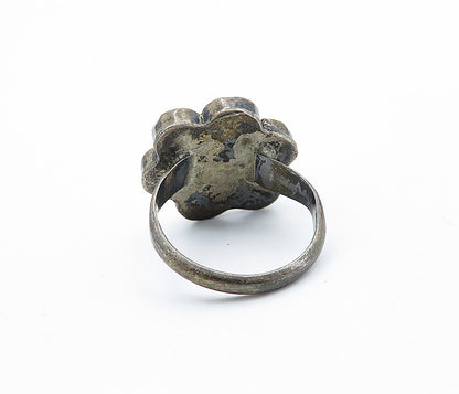 925 Silver Vintage Antique Mother Of Pearl & Multi Stone Ring Sz 6 RG6626