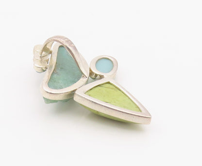 925 Sterling Silver Vintage Pendant WHITNEY KELLY Multi Gemstone Charm  PT26351
