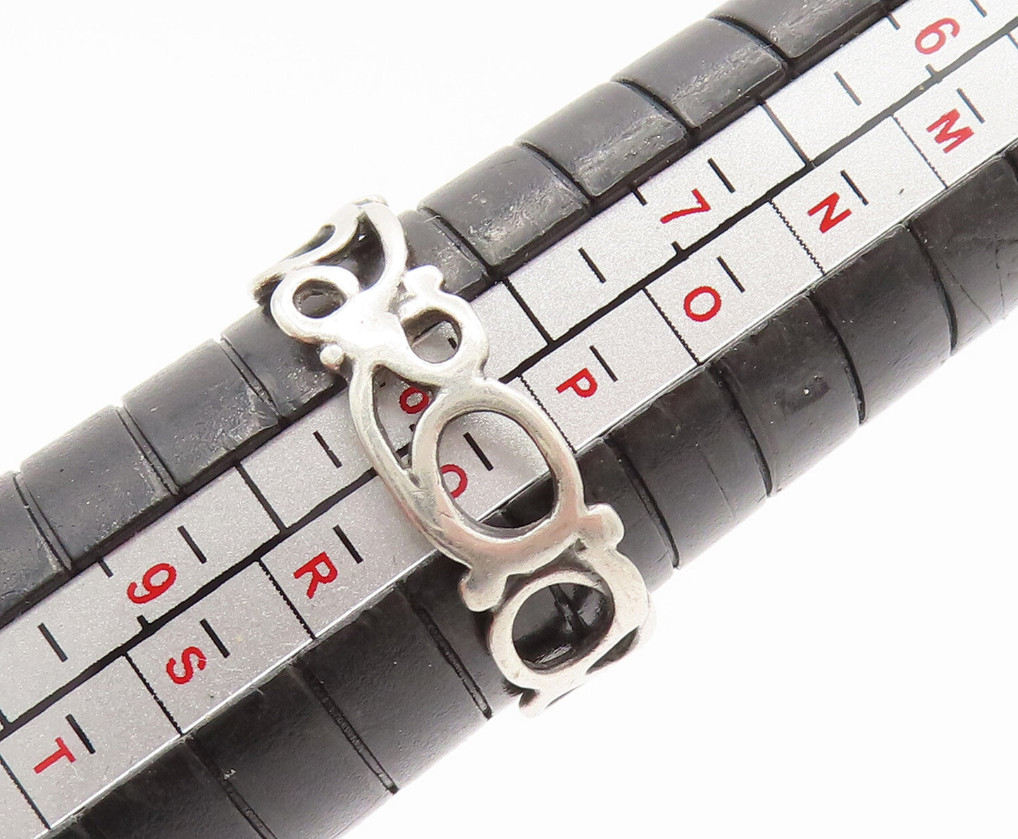 925 Sterling Silver  Vintage Openwork Loops Band Ring Sz 8  RG26177