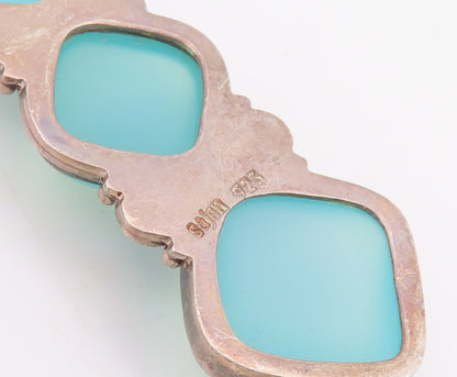 925 Sterling Silver Vintage Pendant SAJEN Three Stone Chalcedony Drop  PT25849