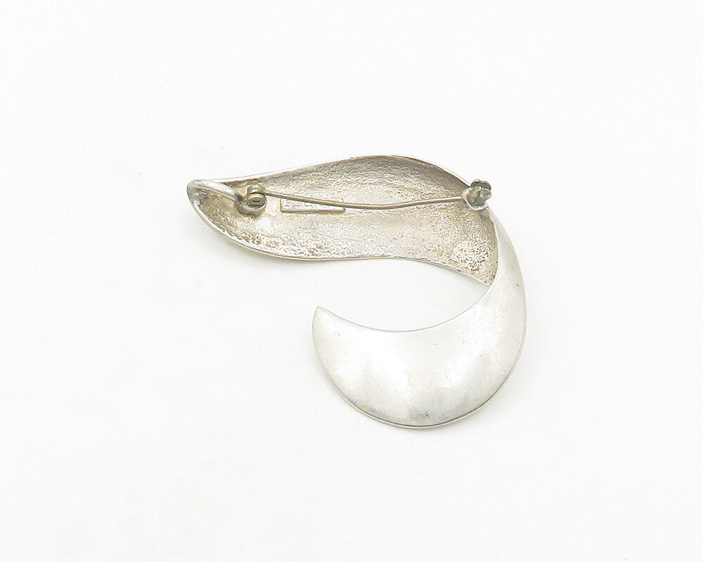 ESPO SIG 925 Silver  Vintage Shiny Smooth Ribbon Swirl Brooch Pin  BP7587
