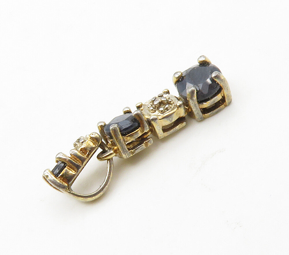 ROSS SIMON 925 Silver  Vintage Sapphire & Genuine Diamond Pendant  PT13188