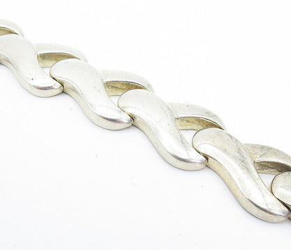 925 Sterling Silver  Vintage Shiny Smooth Wrench Link Chain Bracelet  BT2408