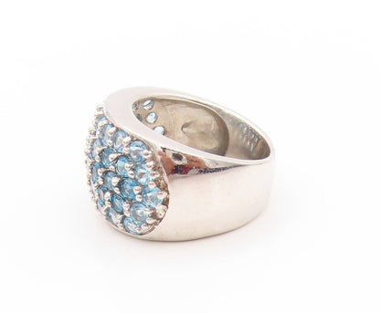 925 Sterling Silver Vintage Ring 2 Tone Blue Round CZ Inlay  Sz 7  RG32844