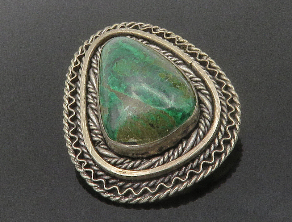 ISRAEL 925 Sterling Silver  Vintage Eilat Stone Twist Trim Brooch Pin  BP5213