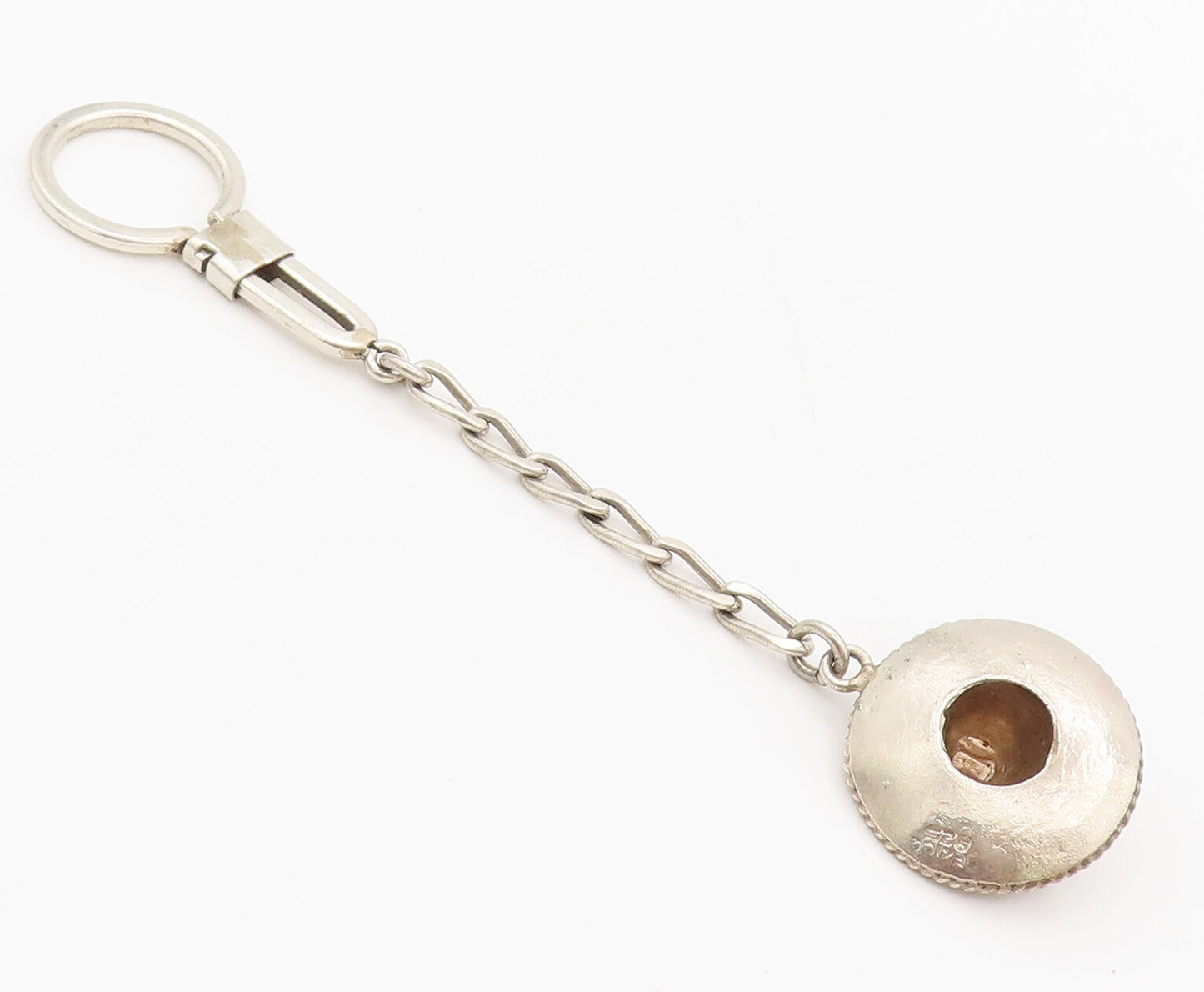 MEXICO 925 Sterling Silver  Vintage Solid 3D Cowboy Hat Roped Keychain  TR3562