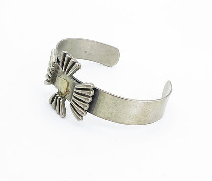 WELLS 925 Sterling Silver  Vintage Fluted Detail Smooth Cuff Bracelet  BT1830