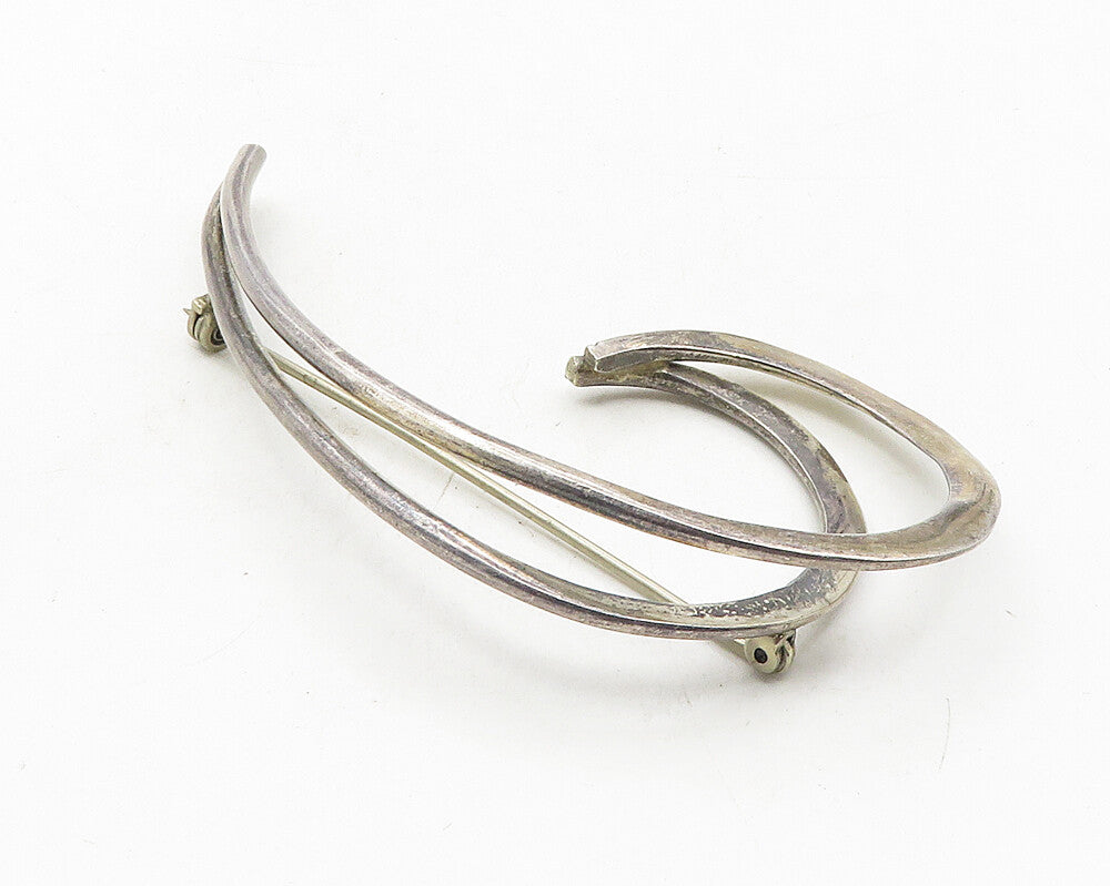MEXICO 925 Sterling Silver  Vintage Dark Tone Swirl Design Brooch Pin  BP4115