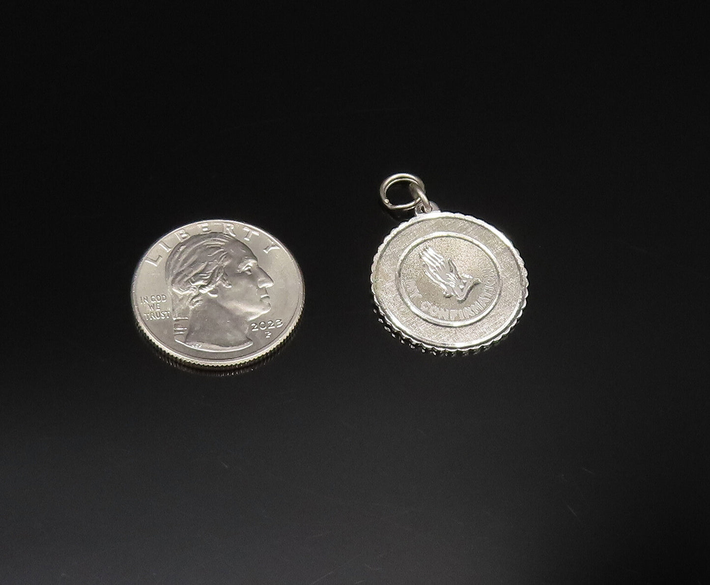 925 Sterling Silver Vintage My Confirmation Prayer Hands Medal Pendant PT21496
