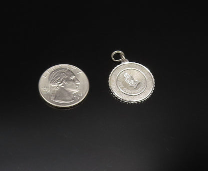 925 Sterling Silver Vintage My Confirmation Prayer Hands Medal Pendant PT21496
