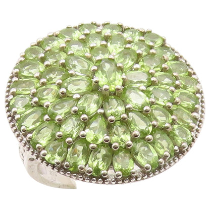 925 Sterling Silver Vintage Ring Elegant Peridot Cluster Band  Sz 11  RG36639