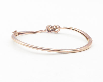 925 Sterling Silver  Genuine Diamonds Infinity Smooth Bangle Bracelet  BT4762