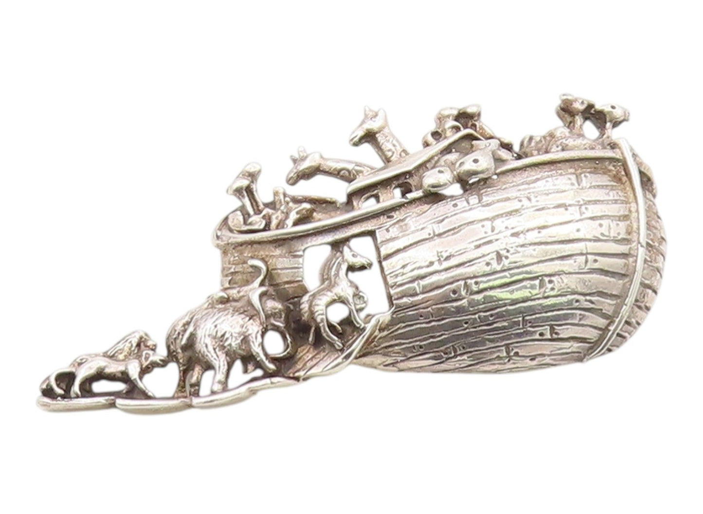 925 Sterling Silver Vintage Brooch Classic Noah's Ark Animal Figure Pin  BP12553