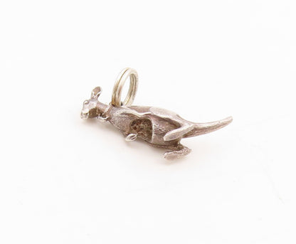 925 Sterling Silver Vintage Pendant Miniature Kangaroo With Baby Pouch  PT25378