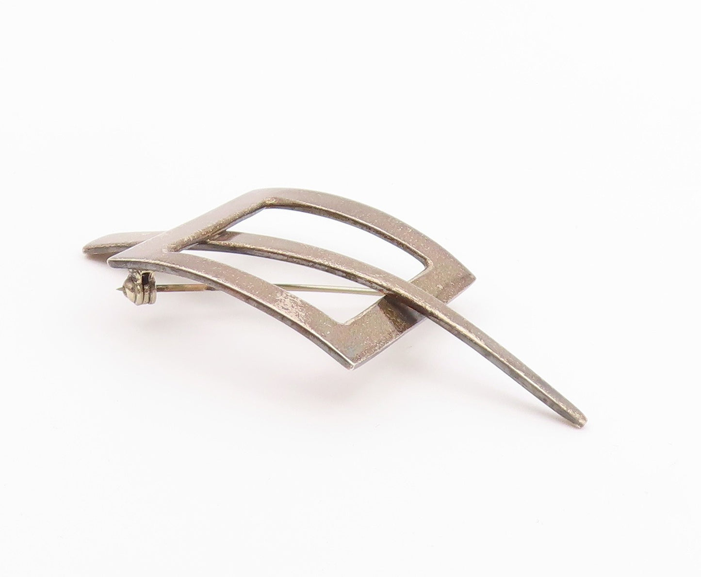MEXICO 925 Sterling Silver  Vintage Dark Tone Open Square Brooch Pin  BP3612