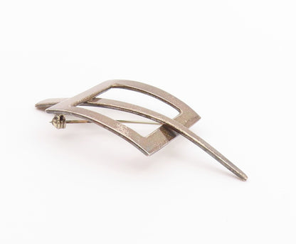 MEXICO 925 Sterling Silver  Vintage Dark Tone Open Square Brooch Pin  BP3612