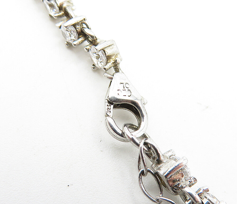 925 Sterling Silver  Vintage Topaz & Cubic Zirconia Chain Necklace  NE1126